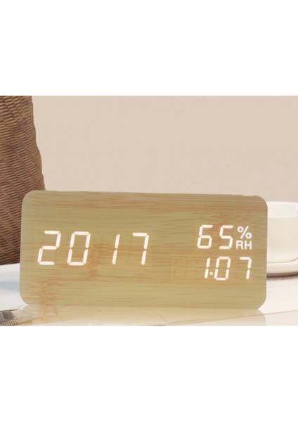 Wekıty - Dijital Çalar Saat, 3 Parlaklık Seviyesine Sahip Ahşap Yapımı Elektrikli Saatler, LED Sıcaklık Zaman Takvimi Ekranı, Nem Göstergesi, Ses Kontrolü, Yatak Odası Bedsi Için M (Yurt Dışından) fiyatları