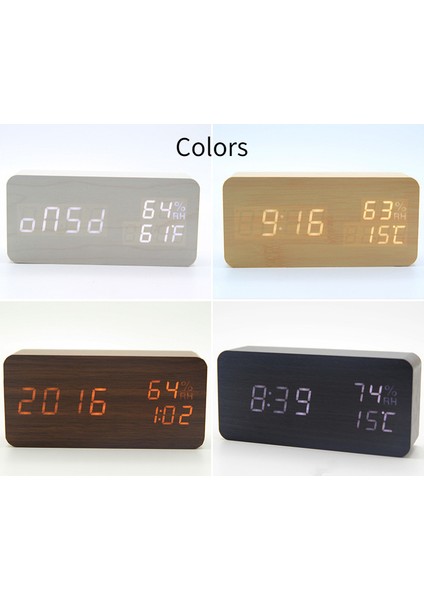 Wekıty - Dijital Çalar Saat, 3 Parlaklık Seviyesine Sahip Ahşap Yapımı Elektrikli Saatler, LED Sıcaklık Zaman Takvimi Ekranı, Nem Göstergesi, Ses Kontrolü, Yatak Odası Bedsi Için M (Yurt Dışından) fırsatları