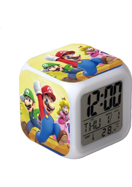 R-Timer Super Mario Bros 7 Renk Değiştirilebilir Dijital Çalar Saat, Zaman, Sıcaklık, Alarm, Tarih (Yurt Dışından)