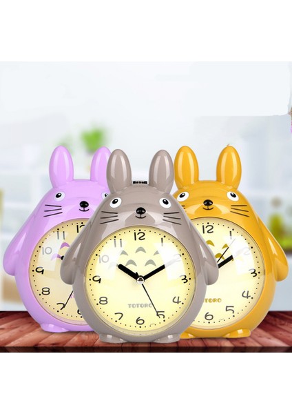 Yatak Odaları Için Çalar Saatler, Karikatür Çalar Saat Totoro Çalar Saat Gece Lambası, Öğrenci Çocuk Ev Dekorasyonu Masaüstü Saati (Mor) (Yurt Dışından)
