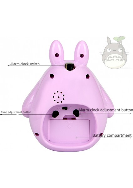 Yatak Odaları Için Çalar Saatler, Karikatür Çalar Saat Totoro Çalar Saat Gece Lambası, Öğrenci Çocuk Ev Dekorasyonu Masaüstü Saati (Mor) (Yurt Dışından)