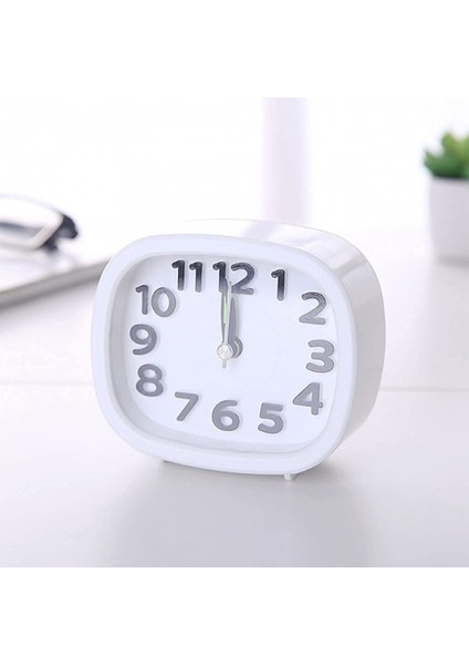 Taşınabilir Çalar Saat Elektronik Numara Çift Zilli Masa Dekorasyonu Dikdörtgen Dijital Kuvars Saat Ev Aksesuarları (Renk: Beyaz) (Yurt Dışından)