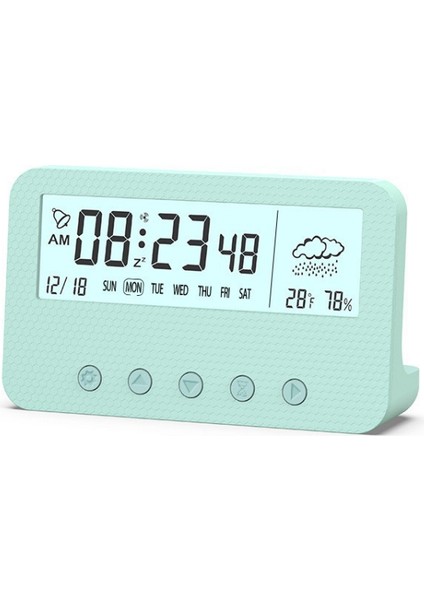 Justup Dekorasyon Çok Fonksiyonlu Çalar Saat Dilsiz LED Elektronik Saat Öğrenci Çocuklar Için Aydınlık Dijital Islak Sıcaklık (Yeşil) (Yurt Dışından)