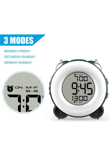 Justup Çalar Saat Yüksek Alarm Alarm Ayarı Erteleme Fonksiyonu Gece Lambası Başucu Saati --- Turuncu (Yurt Dışından) modelleri
