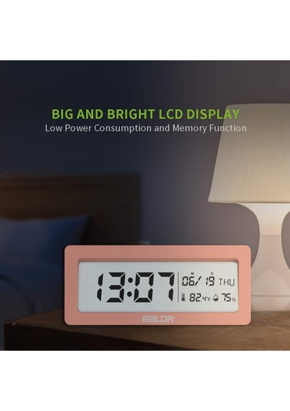 Ultra Hd LCD Ekranlı Kompakt Dijital Çalar Saat - Yatak Odası Saatleri, Seyahat Alarmı, Ofis Masa Saatleri - Pille Çalışan, Büyük Tarih/saat, Sıcaklık/nem Göstergeleri (Kırmızı) (Yurt Dışından) modelleri