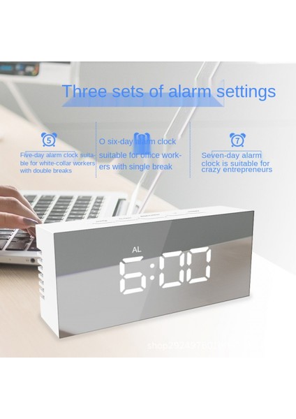 Alarm Saatleri, 5.5 "led Ayna Elektronik Saat, Erteleme Modu, Parlaklığı Otomatik Ayarlama, Yatak Odası Oturma Odası Ofis Için Modern Masa Duvar Saati (Yurt Dışından) fırsatları