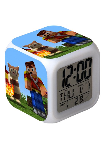 Wekity Anime Çalar Saat Tek Parça LED Kare Saat Zaman, Sıcaklık, Alarm, Tarih ile Dijital Çalar Saat (Yurt Dışından)