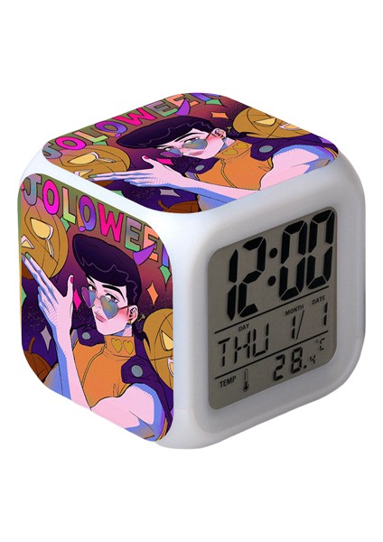 Wekity Anime Çalar Saat Tek Parça LED Kare Saat Zaman, Sıcaklık, Alarm, Tarih ile Dijital Çalar Saat (Yurt Dışından)