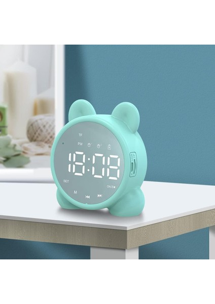 Kablosuz Şarjlı Dijital Çalar Saat, Ayna LED Ekran Bluetooth Hoparlör Fm Saatli Radyo, USB Bağlantı Noktalı, Ev Ofis Yatak Odası Için Taşınabilir Çift Alarm (Yeşil) (Yurt Dışından) modelleri