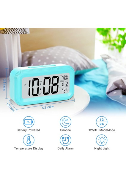 Pilli Dijital Çalar Saat, Yatak Odası Ev Ofisi Için LCD Saat Elektronik, Tarihli, Iç Ortam Sıcaklığı, Erteleme Işığı, Küçük Boyutlu, Arka Işık, Çocuk-Mavi (Yurt Dışından) fiyatları