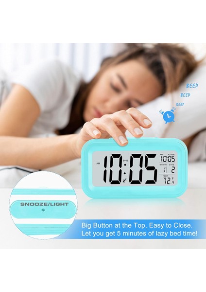 Pilli Dijital Çalar Saat, Yatak Odası Ev Ofisi Için LCD Saat Elektronik, Tarihli, Iç Ortam Sıcaklığı, Erteleme Işığı, Küçük Boyutlu, Arka Işık, Çocuk-Mavi (Yurt Dışından) fırsatları