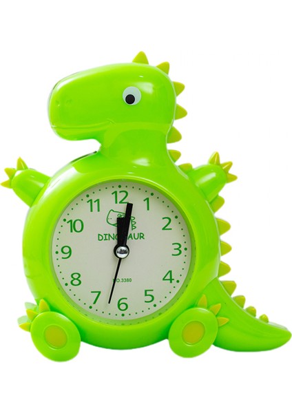 Justup Çocuklar Çalar Saatler Analog Dinozor Duvar Saati Masa Saati Dinozorlar Saat Ev --- Yeşil (15X14 Cm) (Yurt Dışından)