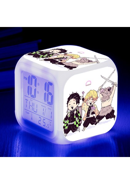Wekity Anime Çalar Saat Tek Parça LED Kare Saat Zaman, Sıcaklık, Alarm, Tarih ile Dijital Çalar Saat (Yurt Dışından)