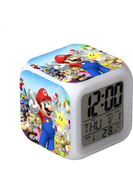 R-Timer Super Mario Bros 7 Renk Değiştirilebilir Dijital Çalar Saat, Zaman, Sıcaklık, Alarm, Tarih (Yurt Dışından)