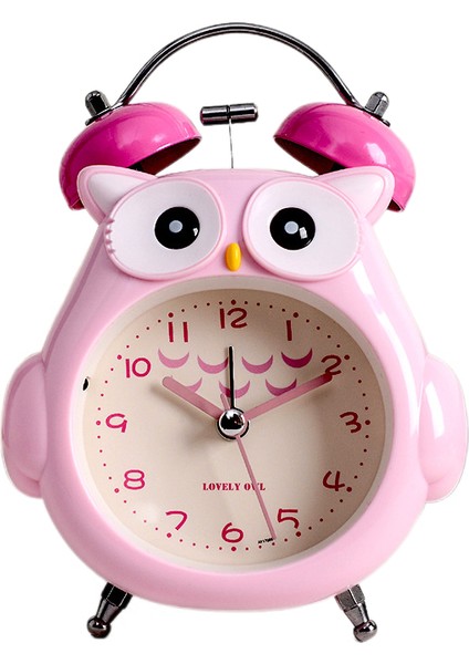 Justup Çocuklar Çalar Saat Sevimli Karikatür Baykuş Loud Bell Çalar Saat Gece Işığı ile Geçmeyen Masa Saati (Kırmızı) (Yurt Dışından)