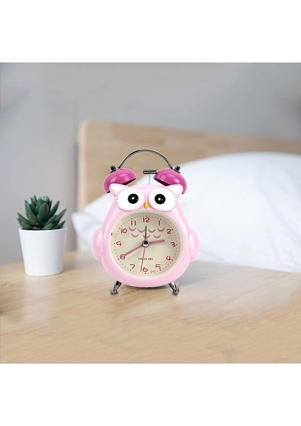 Justup Çocuklar Çalar Saat Sevimli Karikatür Baykuş Loud Bell Çalar Saat Gece Işığı ile Geçmeyen Masa Saati (Kırmızı) (Yurt Dışından) fiyatları