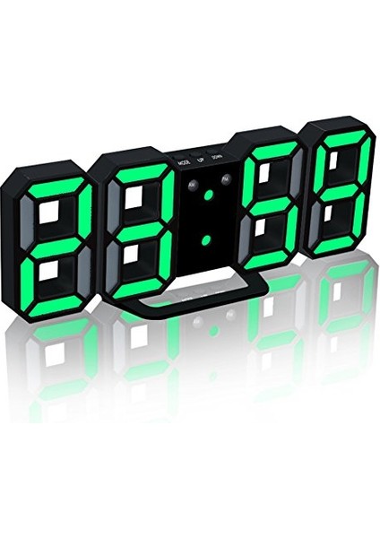 Elektronik LED Dijital Çalar Saat [yükseltme Sürümü], Saatler LED Parlaklığını Geceleri Otomatik Olarak Ayarlayabilir (Siyah / Yeşil) (Yurt Dışından)