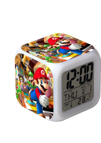 R-Timer Super Mario Bros 7 Renk Değiştirilebilir Dijital Çalar Saat, Zaman, Sıcaklık, Alarm, Tarih (Yurt Dışından)