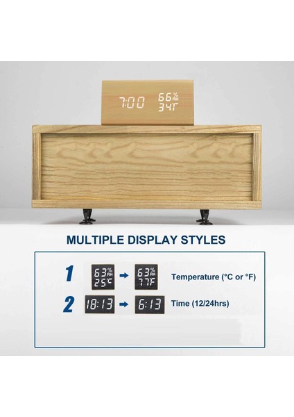 Çalar Saat, Ahşap Elektronik LED Zaman Göstergeli, 3 Alarm Ayarı, Nem ve Sıcaklık Algılama, Yatak Odası Için Ahşap Yapımı Elektrikli Saatler, Başucu (Yurt Dışından) modelleri