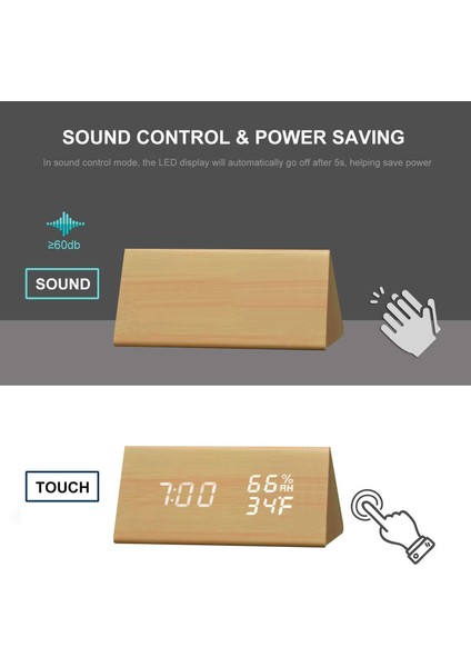 Çalar Saat, Ahşap Elektronik LED Zaman Göstergeli, 3 Alarm Ayarı, Nem ve Sıcaklık Algılama, Yatak Odası Için Ahşap Yapımı Elektrikli Saatler, Başucu (Yurt Dışından) fırsatları