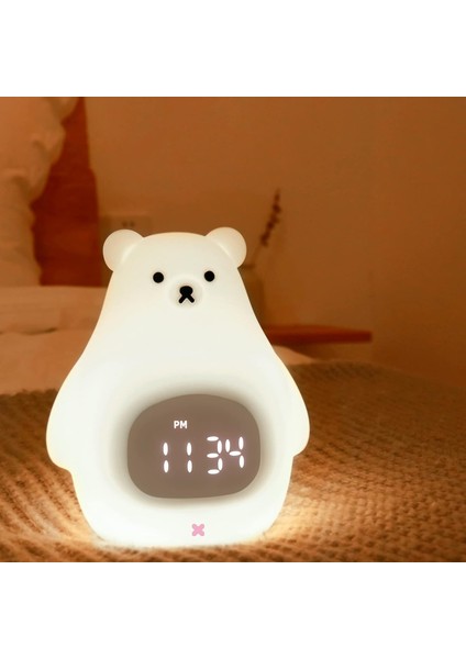 Ayı Gece Lambası, Sevimli Çocuk Çalar Saat, Yumuşak Ücretsiz Silikon Taşınabilir Kreş Lambası, Kız Erkek Bebek Doğum Günü Hediyeleri Için Çocuk USB Şarj Edilebilir Gece Lambası Yat (Yurt Dışından)