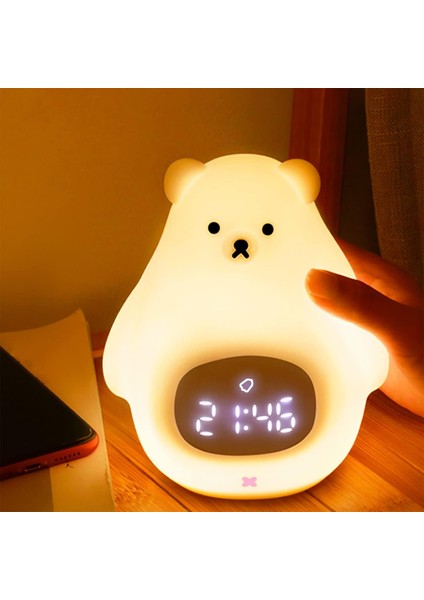Ayı Gece Lambası, Sevimli Çocuk Çalar Saat, Yumuşak Ücretsiz Silikon Taşınabilir Kreş Lambası, Kız Erkek Bebek Doğum Günü Hediyeleri Için Çocuk USB Şarj Edilebilir Gece Lambası Yat (Yurt Dışından)
