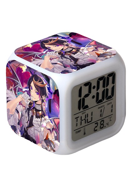 Wekity Anime Çalar Saat Tek Parça LED Kare Saat Zaman, Sıcaklık, Alarm, Tarih ile Dijital Çalar Saat (Yurt Dışından)