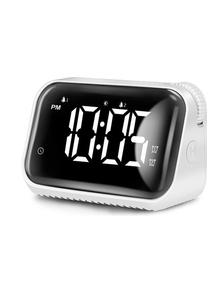 Mini Dijital Çalar Saat, Arkadan Aydınlatmalı Ayna Cam Malzemeli Başucu Saati, Erteleme ve Hafta Sonu Modlu Çift Alarm, Yatak Odası / Ofis Için Gece Işığı ile Kullanımı Kolay Akıll (Yurt Dışından)