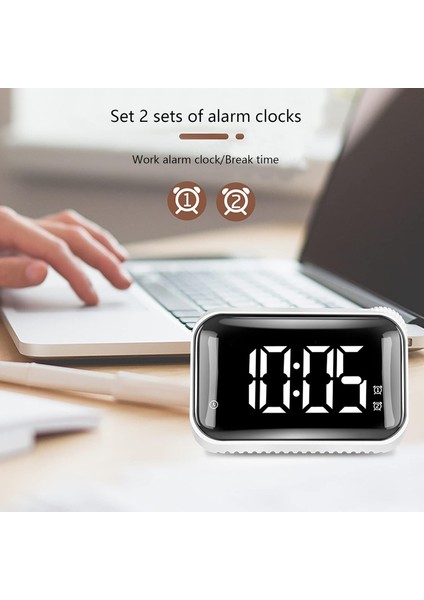 Mini Dijital Çalar Saat, Arkadan Aydınlatmalı Ayna Cam Malzemeli Başucu Saati, Erteleme ve Hafta Sonu Modlu Çift Alarm, Yatak Odası / Ofis Için Gece Işığı ile Kullanımı Kolay Akıll (Yurt Dışından) fırsatları