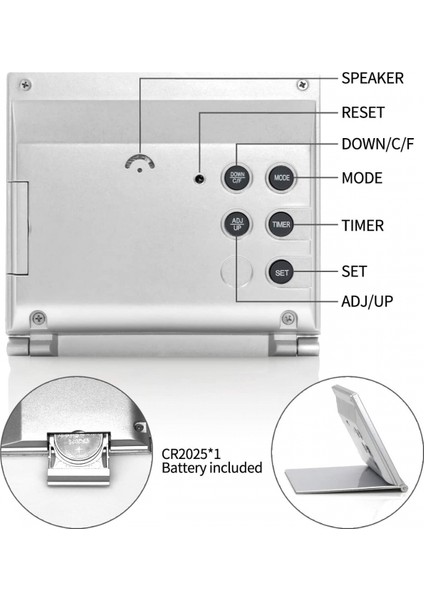 Dijital Seyahat Alarm Saati - Katlanabilir Takvim & Sıcaklık ve Zamanlayıcı Erteleme Modlu LCD Saat - Büyük Sayı Ekranı, Pille Çalışan - Her Yaş Için Kompakt Masa Saati (Yurt Dışından) modelleri