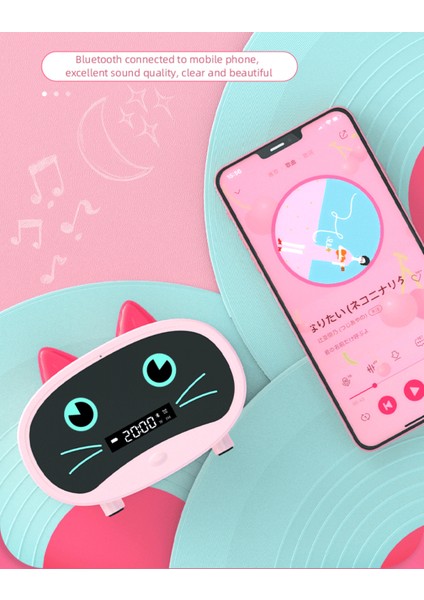 Justup Uyku Eğitimi Saat Çalar Saat Kablosuz Bluetooth Hoparlör Çalar Saat Çocuklar Kız Erkek Yatak Odası Için Taşınabilir Sevimli Stereo --- Pembe B (Yurt Dışından) modelleri