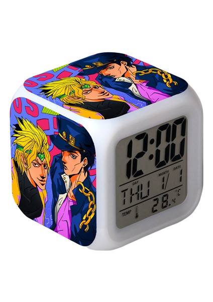 Wekity Anime Çalar Saat Tek Parça LED Kare Saat Zaman, Sıcaklık, Alarm, Tarih ile Dijital Çalar Saat (Yurt Dışından)