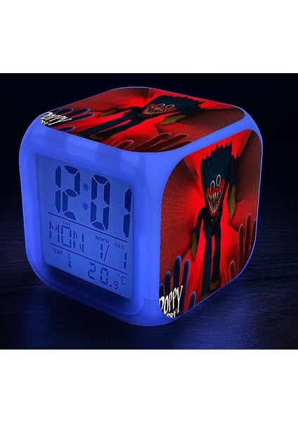 Wekity Anime Karikatür Çalar Saat Tek Parça LED Kare Saat Zaman, Sıcaklık, Alarm, Tarih ile Dijital Çalar Saat (Yurt Dışından)