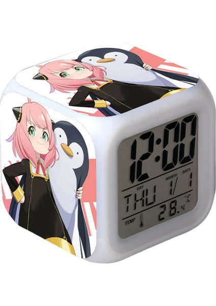 Wekity Anime Çalar Saat Tek Parça LED Kare Saat Zaman, Sıcaklık, Alarm, Tarih ile Dijital Çalar Saat (Yurt Dışından)