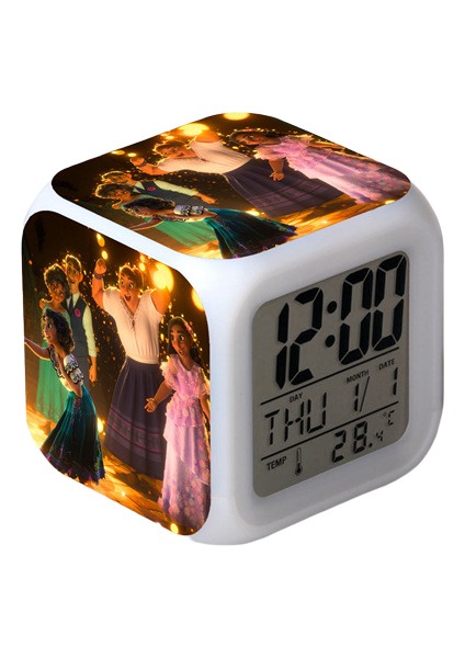Wekity Anime Sihirli Tam Ev Çalar Saat LED Kare Saat Zaman, Sıcaklık, Alarm, Tarih ile Dijital Çalar Saat (Yurt Dışından)