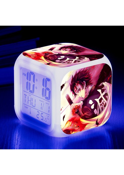 Wekity Anime Çalar Saat Tek Parça LED Kare Saat Zaman, Sıcaklık, Alarm, Tarih ile Dijital Çalar Saat (Yurt Dışından)