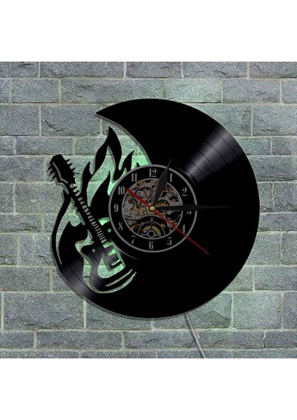 Müzik Vinil Kayıt Duvar Saati - Gitar Şekillendirici LED Işık Duvar Saati - Vinil Saat - Oturma Odası Duvar Dekoru - Müzik Aşığı Için Benzersiz Hediyeler (Yurt Dışından)