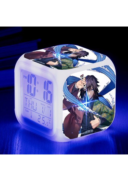 Wekity Anime Çalar Saat Tek Parça LED Kare Saat Zaman, Sıcaklık, Alarm, Tarih ile Dijital Çalar Saat (Yurt Dışından)