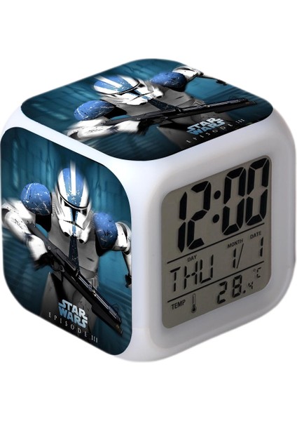 Yıldız Savaşları Çalar Saat Filmi Güç Uyanıyor LED Çalar Saat Kare Saat Zaman, Sıcaklık, Alarm, Tarih Özellikli Dijital Çalar Saat (Yurt Dışından)