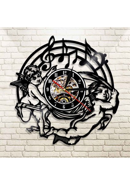 Müzik Vinil Plak Duvar Saati - Melek Duvar Saati - Melek Vinil Saat - Oturma Odası Duvar Dekoru - Müzik Aşığı Için Benzersiz Hediyeler (Yurt Dışından)