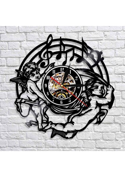 Müzik Vinil Plak Duvar Saati - Melek Duvar Saati - Melek Vinil Saat - Oturma Odası Duvar Dekoru - Müzik Aşığı Için Benzersiz Hediyeler (Yurt Dışından)