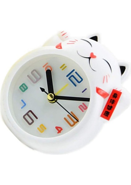 Masa Saati Zil Şanslı Kedi Öğrenci Çocuk Çalar Saat Pil Olmadan Ev Ofis Odası Için Masaüstü Masaüstü (Beyaz) (Yurt Dışından) fırsatları