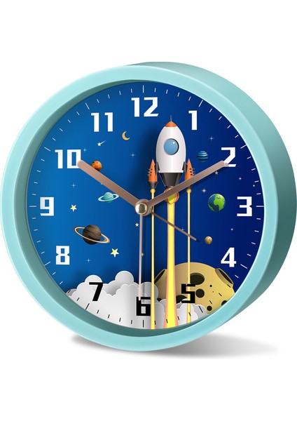 Sevimli Astronot Çalar Saat/13 cm Çocuk Çalar Saat/pil ile Çalışan/sessiz Hiçbir Kene/erkek ve Kız Odası Için Yuvarlak Dekorasyon (Yurt Dışından)