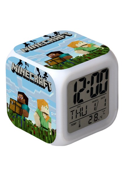 Wekity Anime Çalar Saat Tek Parça LED Kare Saat Zaman, Sıcaklık, Alarm, Tarih ile Dijital Çalar Saat (Yurt Dışından)