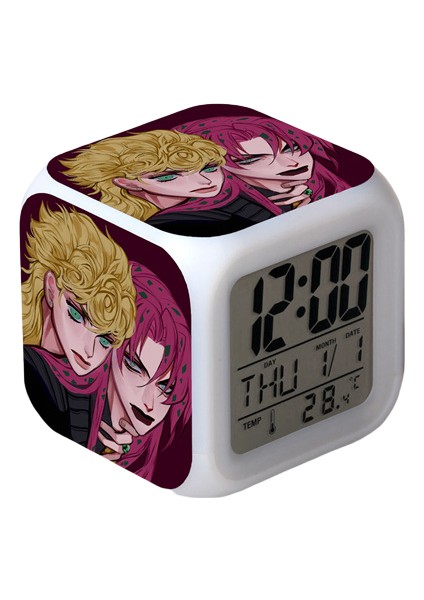 Wekity Anime Çalar Saat Tek Parça LED Kare Saat Zaman, Sıcaklık, Alarm, Tarih ile Dijital Çalar Saat (Yurt Dışından)