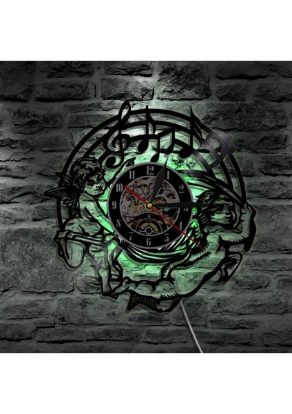 Müzik Vinil Kayıt Duvar Saati - Melek LED Işık Duvar Saati - Angelvinyl Saat - Oturma Odası Duvar Dekoru - Müzik Aşığı Için Benzersiz Hediyeler (Yurt Dışından)