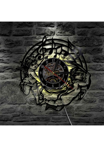 Müzik Vinil Kayıt Duvar Saati - Melek LED Işık Duvar Saati - Angelvinyl Saat - Oturma Odası Duvar Dekoru - Müzik Aşığı Için Benzersiz Hediyeler (Yurt Dışından)