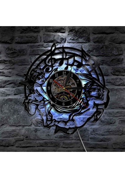 Müzik Vinil Kayıt Duvar Saati - Melek LED Işık Duvar Saati - Angelvinyl Saat - Oturma Odası Duvar Dekoru - Müzik Aşığı Için Benzersiz Hediyeler (Yurt Dışından)