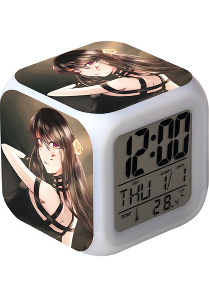 Wekity Anime Çalar Saat Tek Parça LED Kare Saat Zaman, Sıcaklık, Alarm, Tarih ile Dijital Çalar Saat (Yurt Dışından)