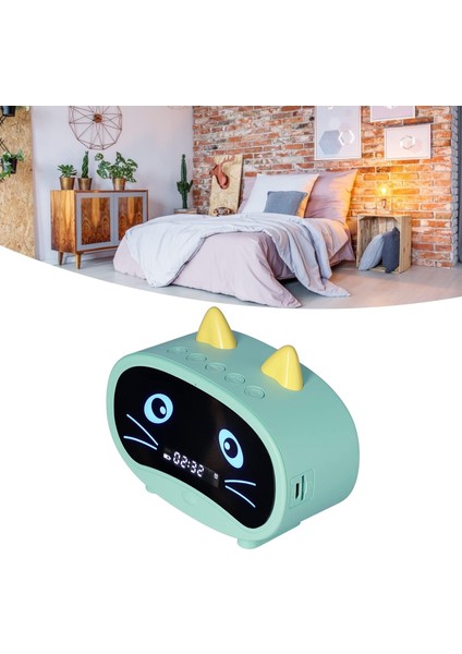 Dijital Çalar Saat Hoparlörü, Sıcaklık Göstergeli Karikatür Kedi Çalar Saat, Çift Çalar Saat, Bluetooth Hoparlör Radyo, Yatak Odası Ofisi Için Eller Serbest Çağrı (Yeşil) (Yurt Dışından) fırsatları
